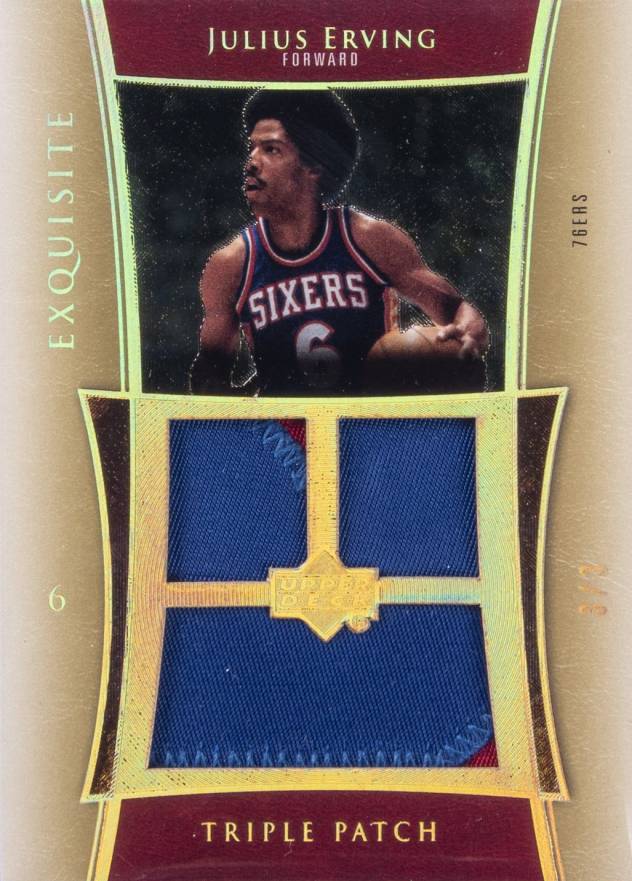 2004 UD Exquisite Collection Triple Patch Julius Erving #E3PJE Basketball Card