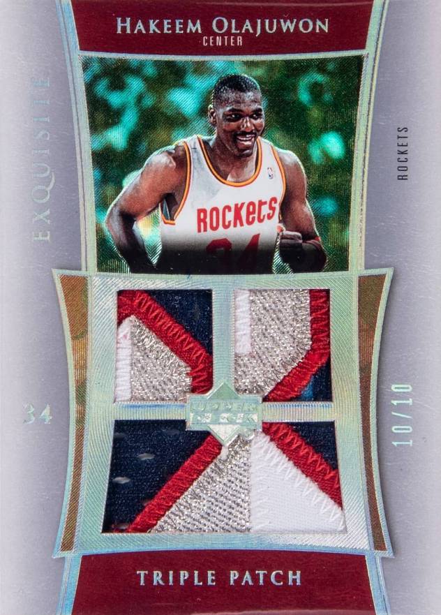 2004 UD Exquisite Collection Triple Patch Hakeem Olajuwon #E3PHO Basketball Card
