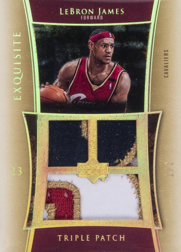 2004 UD Exquisite Collection Triple Patch LeBron James #E3PLJ2 Basketball Card