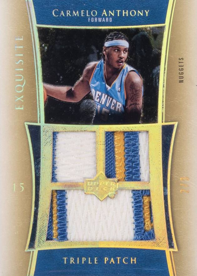 2004 UD Exquisite Collection Triple Patch Carmelo Anthony #E3PCA Basketball Card