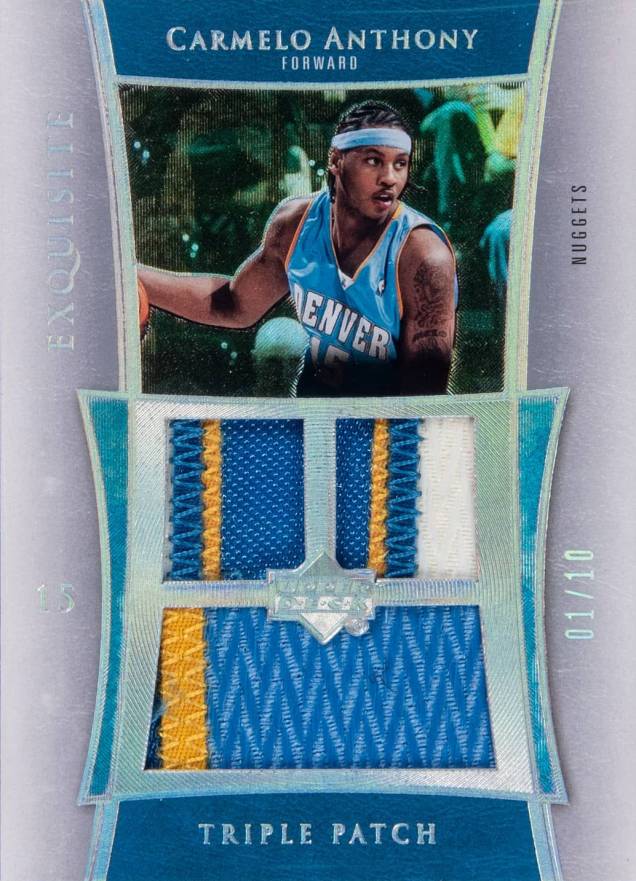 2004 UD Exquisite Collection Triple Patch Carmelo Anthony #E3PCA Basketball Card