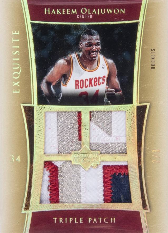 2004 UD Exquisite Collection Triple Patch Hakeem Olajuwon #E3PHO Basketball Card
