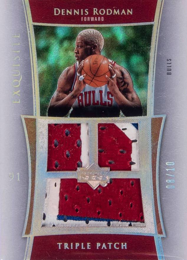 2004 UD Exquisite Collection Triple Patch Dennis Rodman #E3PRO Basketball Card