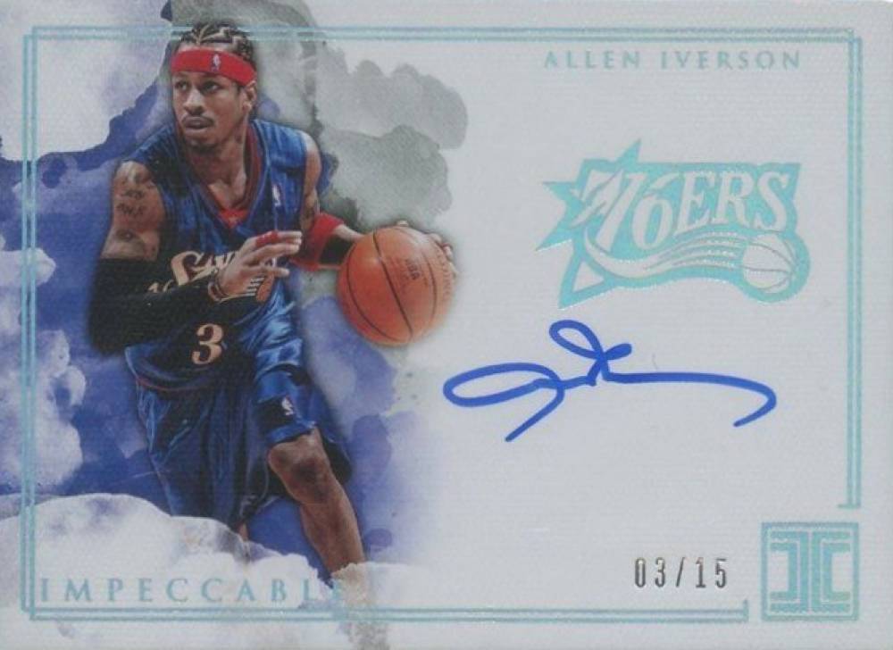 2018 Panini Impeccable Impeccable Autographs 76ers Allen Iverson #AIV Basketball Card