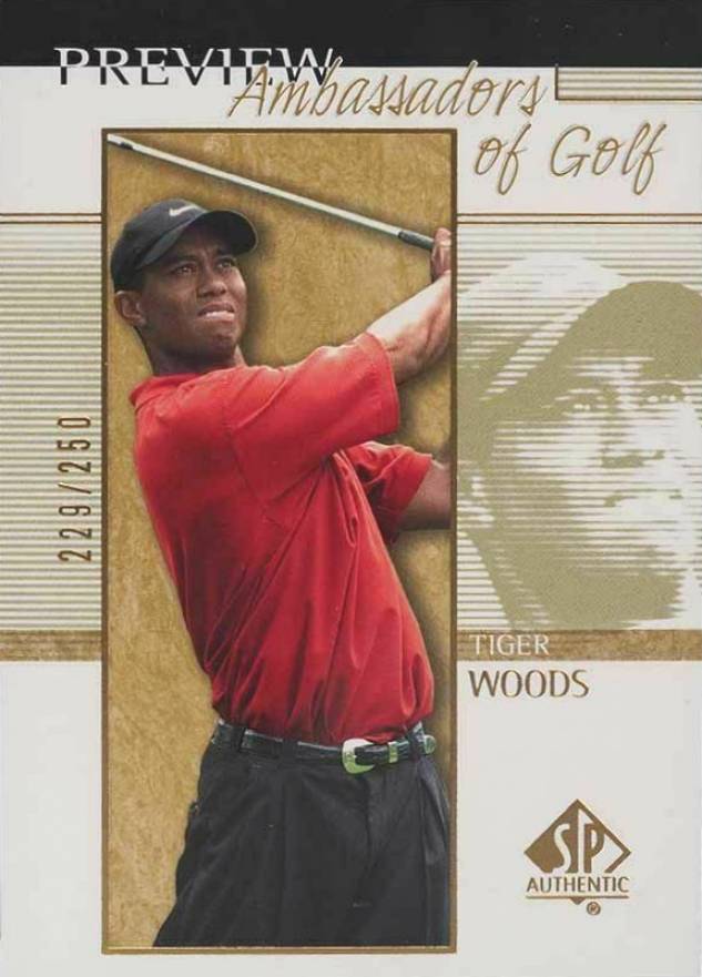 2001 SP Authentic Previews Tiger Woods #51 Golf Card