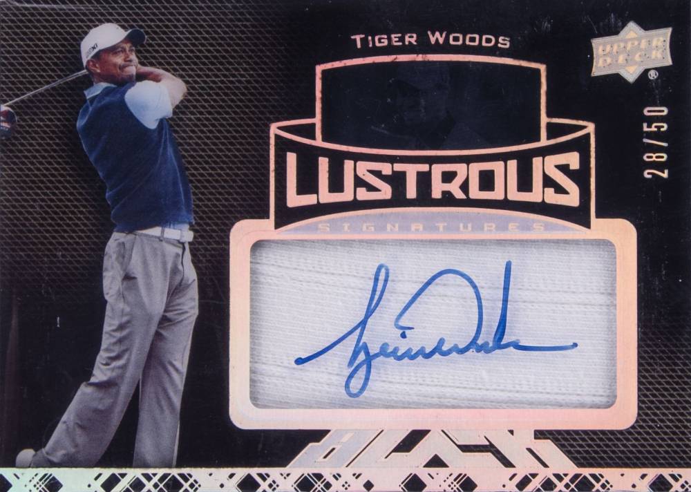 2014 Upper Deck Exquisite Collection Black Lustrous Signature Tiger Woods #31 Golf Card