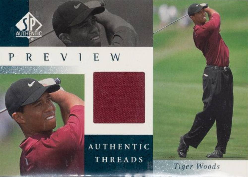 2001 SP Authentic Preview Authentic Threads Tiger Woods #TW-AT Golf Card