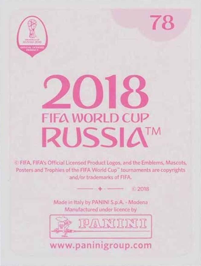 2018 Panini World Cup Stickers Mohamed Salah #78 Soccer Card