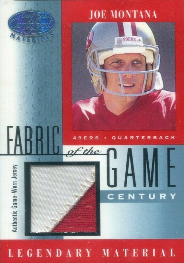 2001 Leaf Certified Materials Fabric of the Game Joe Montana #FG-19 Football Card