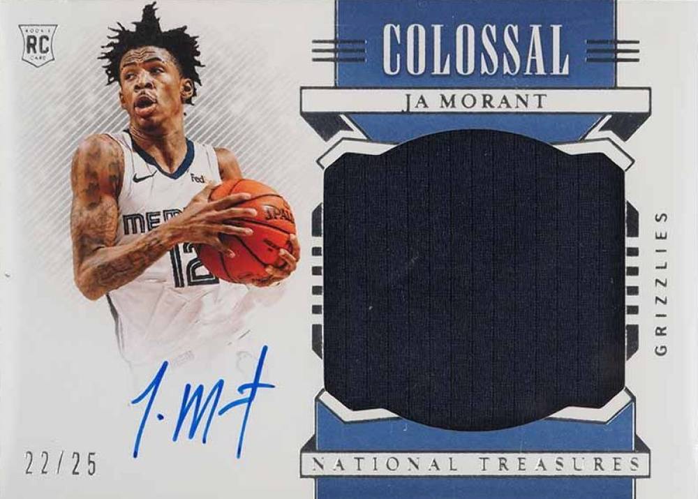 2019 National Treasures Colossal Materials Autographs Ja Morant #JMT Basketball Card