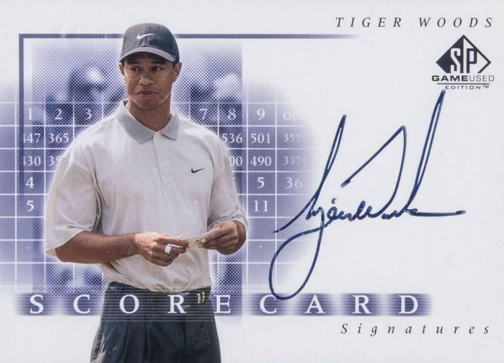 2002 SP Game Used Scorecard Signatures Tiger Woods #SS-TW Golf Card