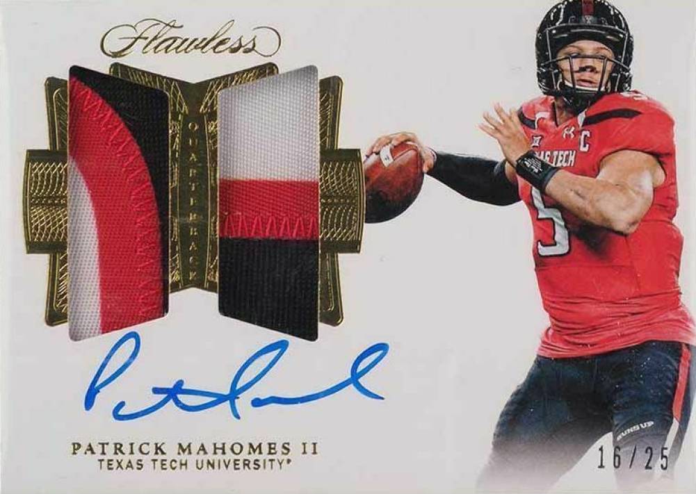2018 Panini Flawless Collegiate Dual Patch Autographs Patrick Mahomes II #PM Football Card