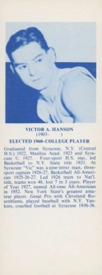 1968 Hall Of Fame Bookmarks Victor A. Hanson # Basketball Card