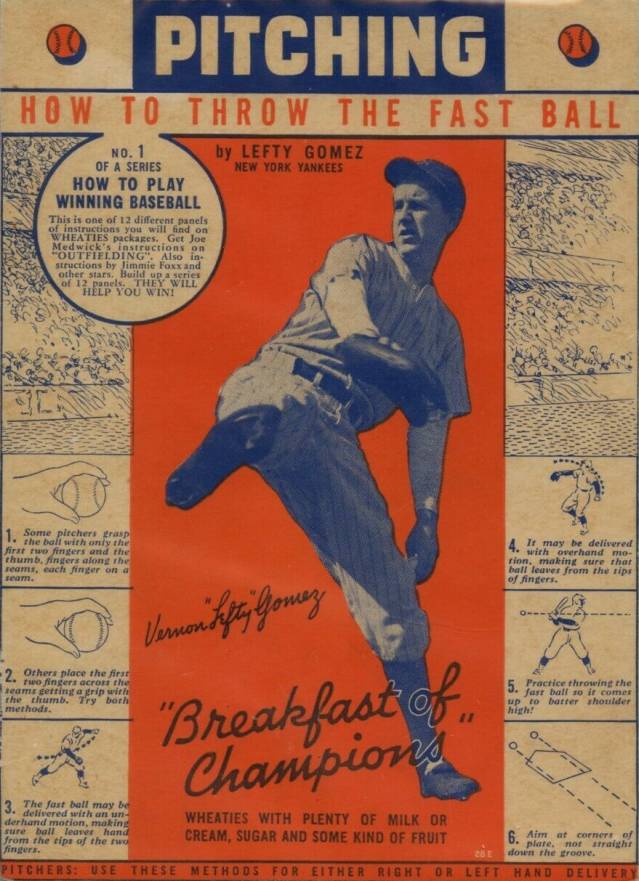 1936 Wheaties Series 5 Lefty Gomez #1 Baseball Card