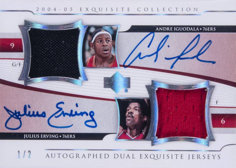 2004 Upper Deck Exquisite Collection Extra Exquisite Jerseys Autographs Iguodala/Erving #A2E-IE Basketball Card