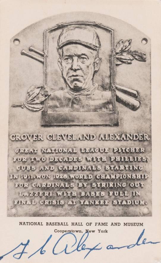1946 Albertype HOF Plaque Autographed Grover Alexander # Baseball Card