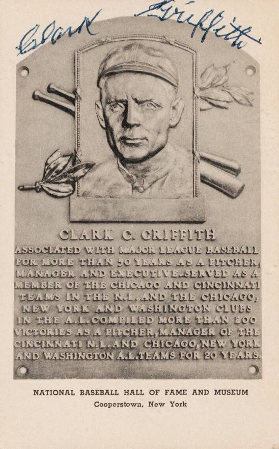 1946 Albertype HOF Plaque Autographed Clark Griffith # Baseball Card
