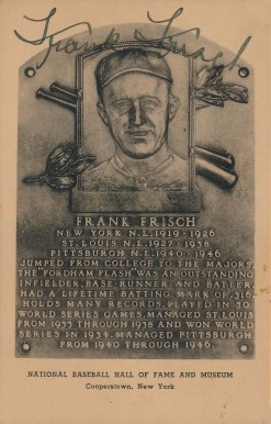 1946 Albertype HOF Plaque Autographed Frank Frisch # Baseball Card