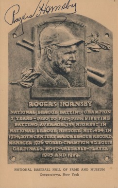 1946 Albertype HOF Plaque Autographed Rogers Hornsby # Baseball Card