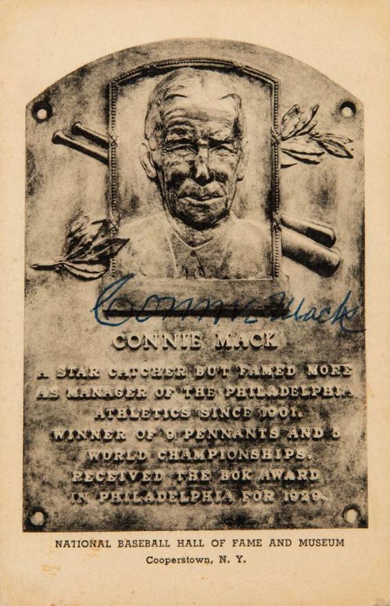 1946 Albertype HOF Plaque Autographed Connie Mack # Baseball Card