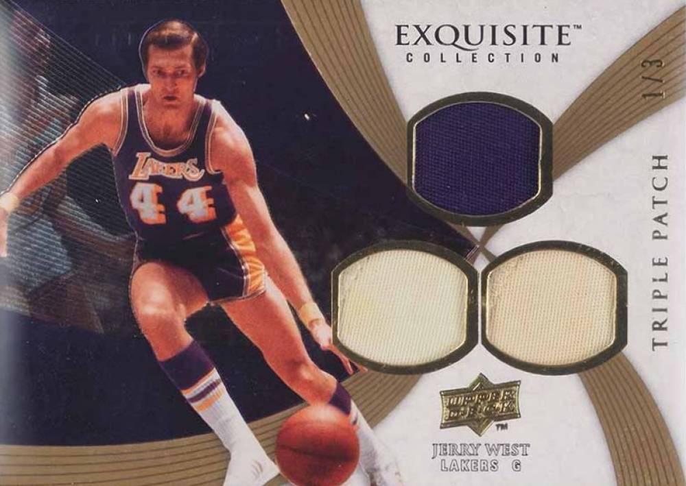 2007 Upper Deck Exquisite Collection Triple Patches Jerry West #TRIP-WE Basketball Card