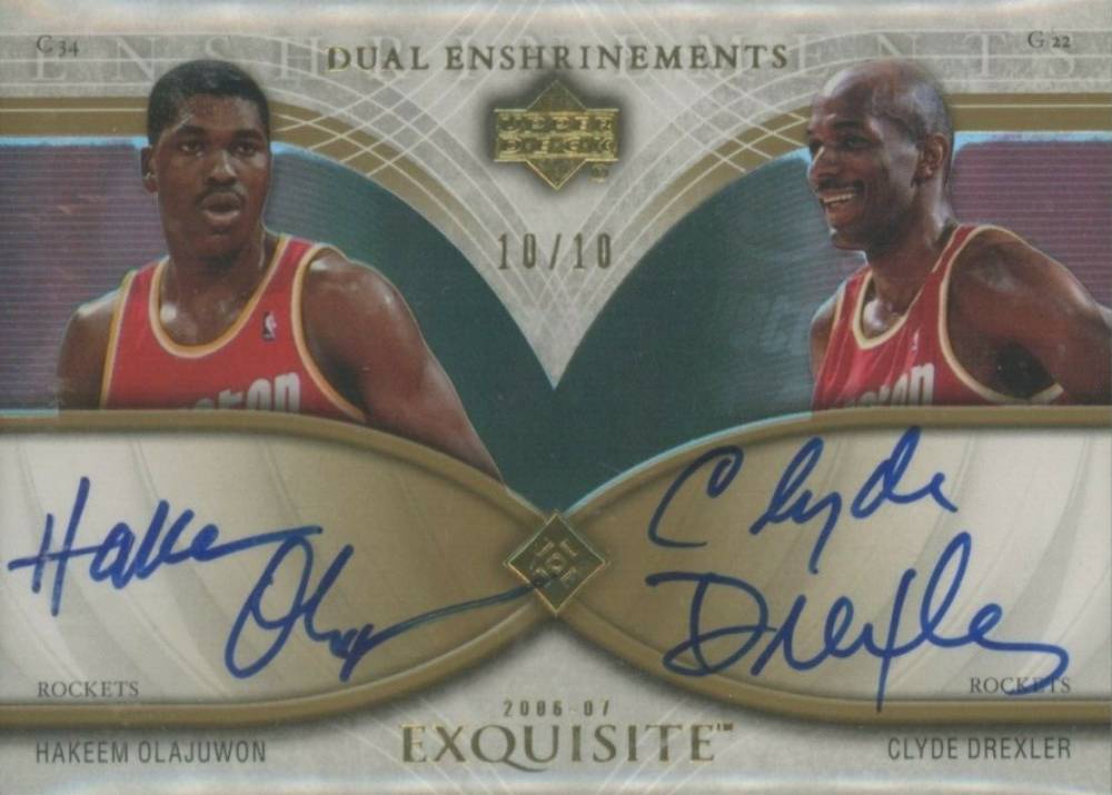 2006  Upper Deck Exquisite Collection Enshrinements Dual Olajuwon/Drexler #DEXOD Basketball Card