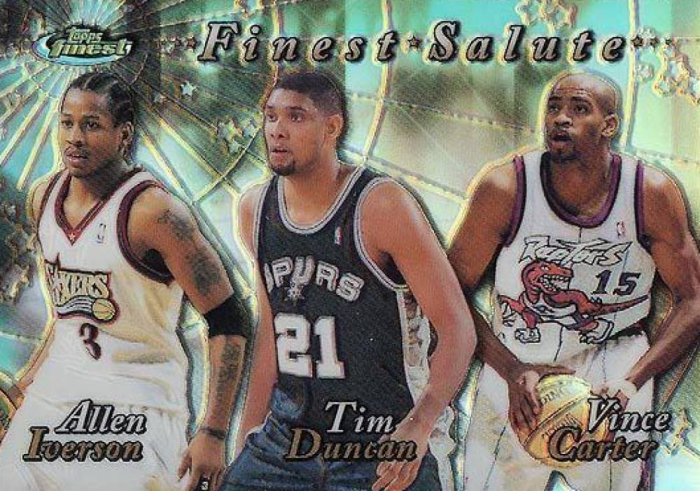 1999 Finest Salute Allen Iverson/Tim Duncan/Vince Carter #FS1 Basketball Card