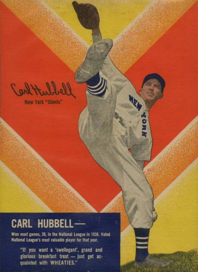 1937 Wheaties-Series 9 Hand Cut Carl Hubbell # Baseball Card