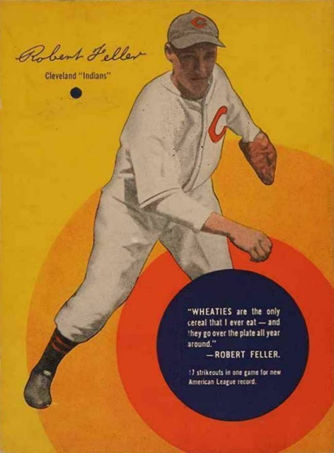 1937 Wheaties-Series 9 Hand Cut Robert Feller # Baseball Card