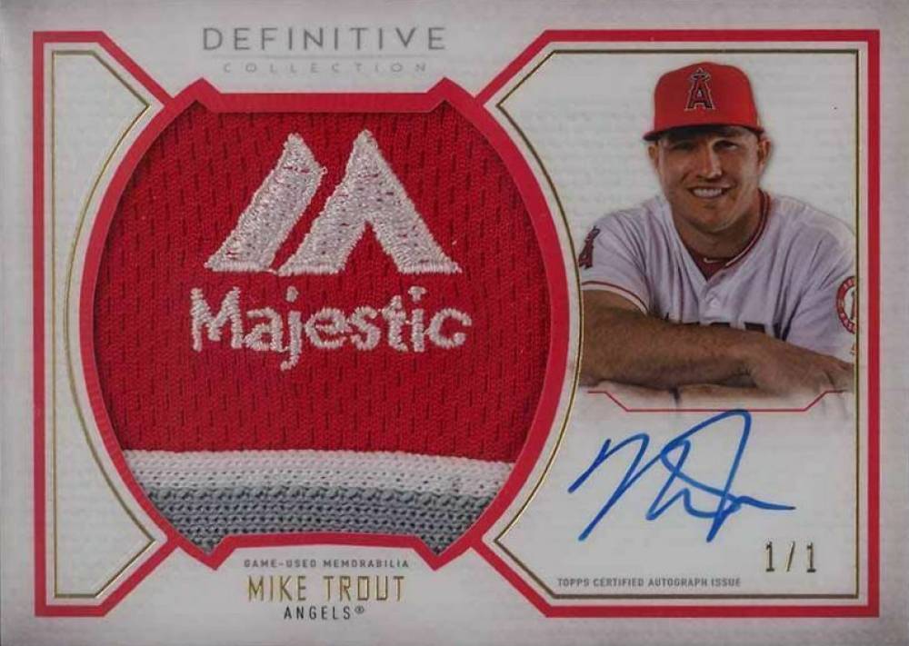 2019 Topps Definitive Collection Autograph Relic Collection Mike Trout #MT Baseball Card