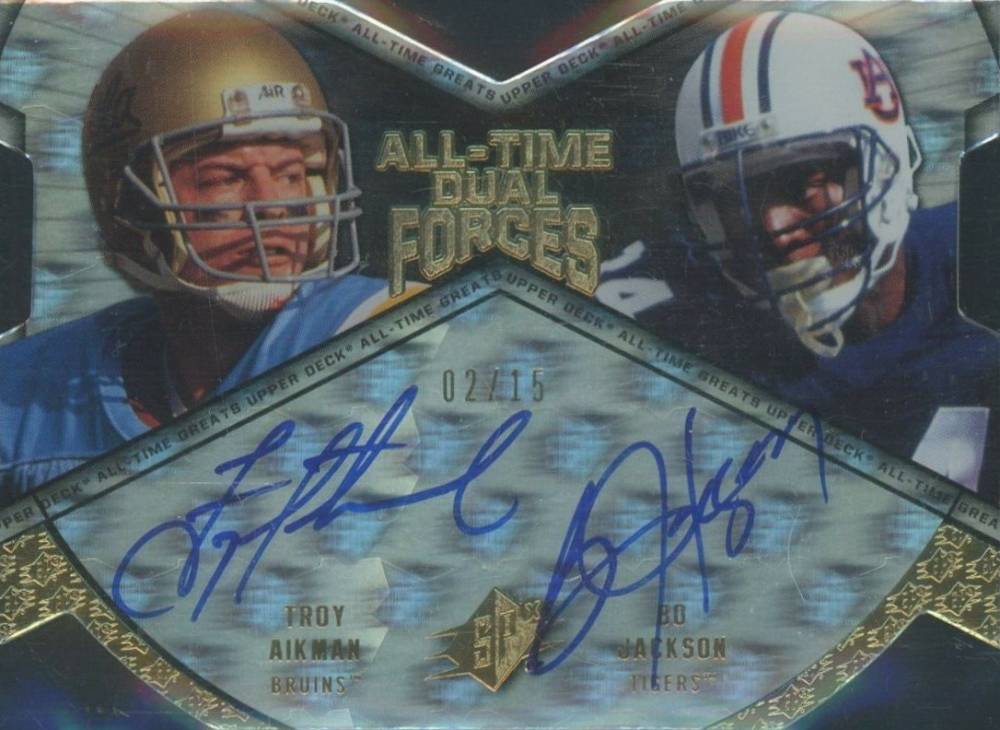 2012 Upper Deck All-Time Greats All-Time Dual Forces Autographs Bo Jackson/Troy Aikman #AJ Football Card