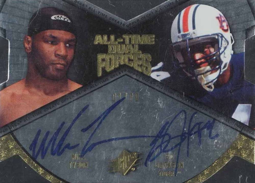 2012 Upper Deck All-Time Greats All-Time Dual Forces Autographs Bo Jackson/Mike Tyson #TJ Football Card