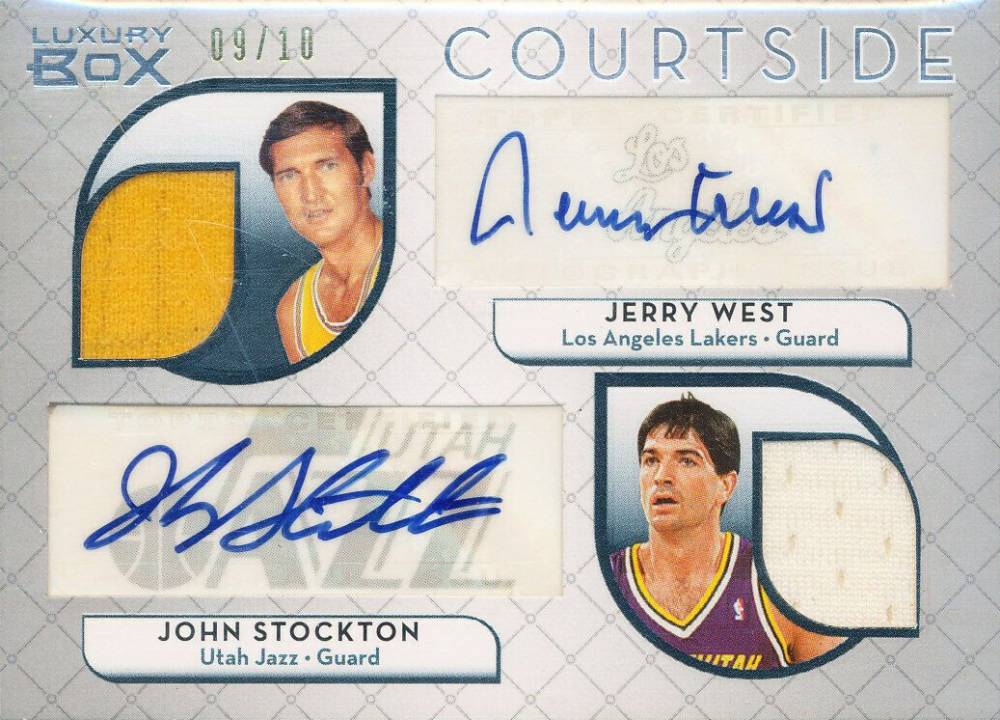 2007 Topps Luxury Box Courtside Dual Relics Autographs Jerry West/John Stockton #WS Basketball Card