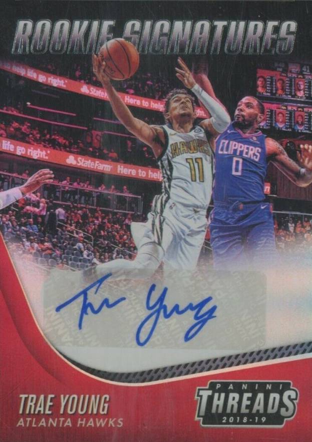 2018 Panini Threads Rookie Signatures Trae Young #5 Basketball Card
