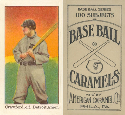 1909 E90-1 American Caramel Crawford, c.f. Detroit Amer. # Baseball Card