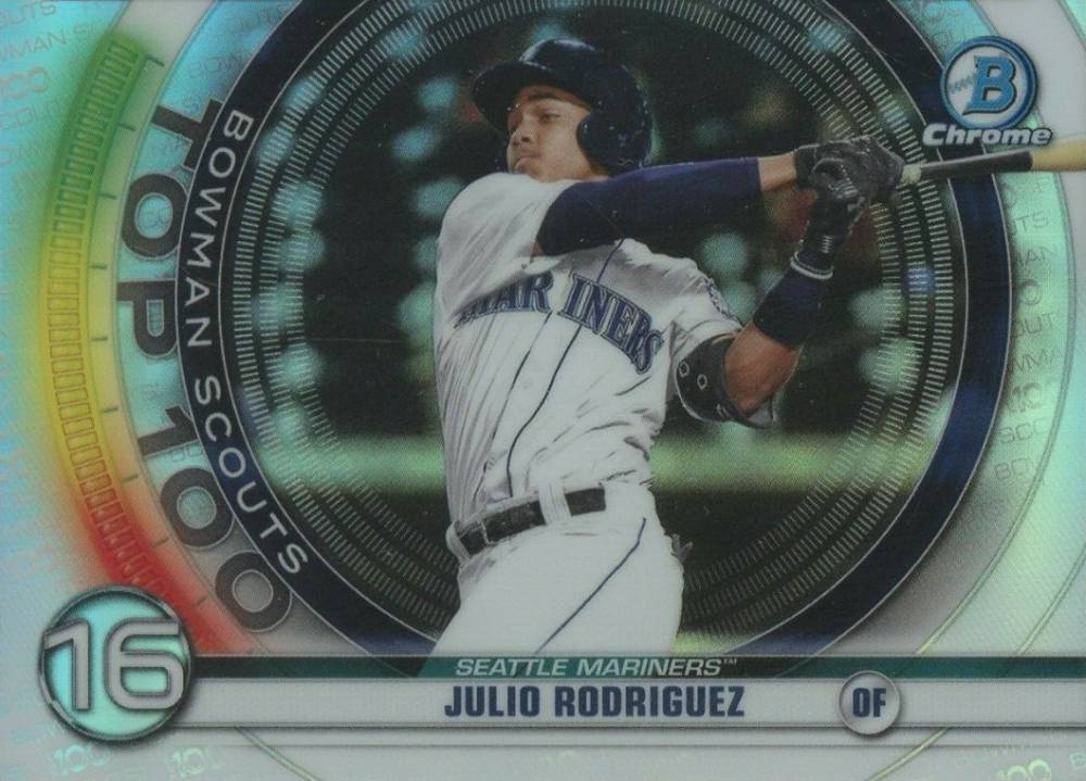 2020 Bowman Chrome Scouts' Top 100 Julio Rodriguez #BTP16 Baseball Card