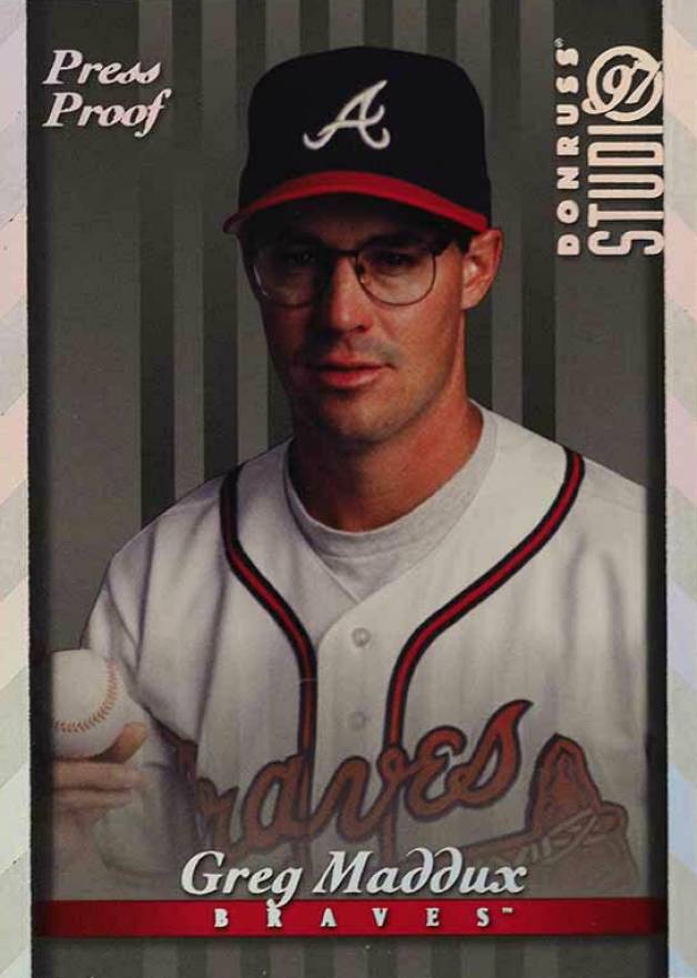 1997 Studio Press Proof Greg Maddux #88 Baseball Card