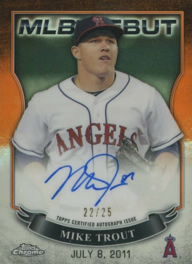 2016 Topps Chrome MLB Debut Autographs Mike Trout #MT Baseball Card