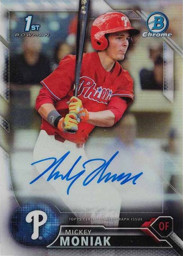 2016 Bowman Draft Chrome Draft Picks Autographs Mickey Moniak #CDAMM Baseball Card