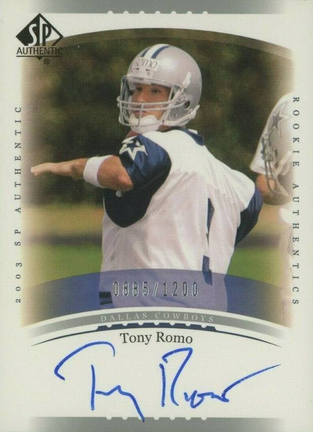 2003 sp game used edition #180 TONY ROMO cowboys rookie BGS 9.5 9.5 9 9.5 10 Graded Card