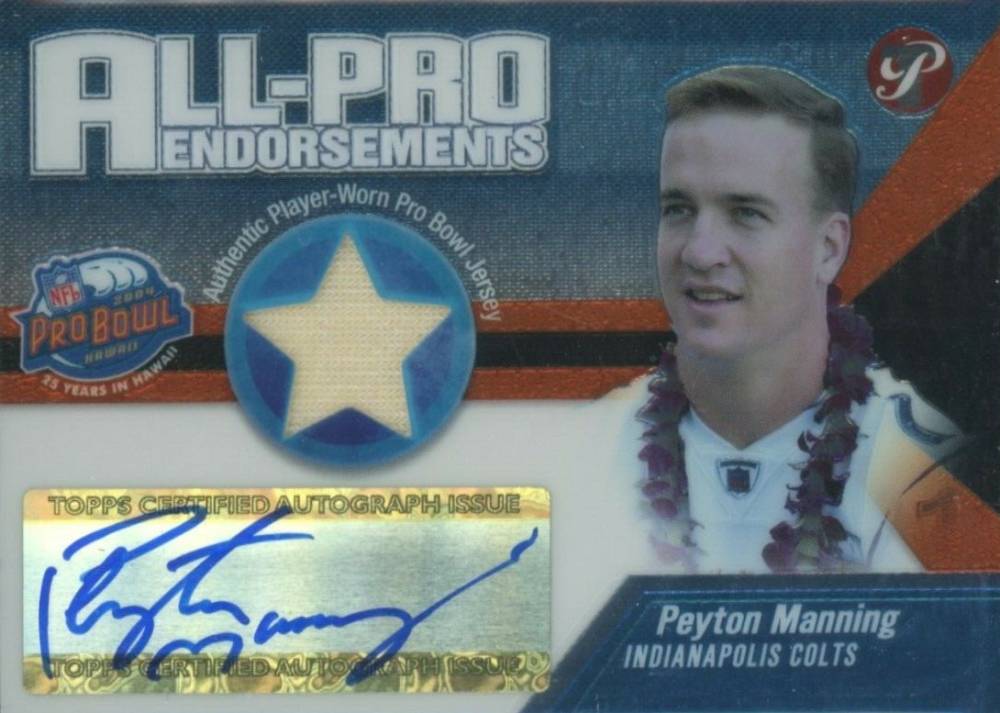 2004 Topps Pristine All-Pro Endorsments Jersey Autographs Peyton Manning #APEPM Football Card