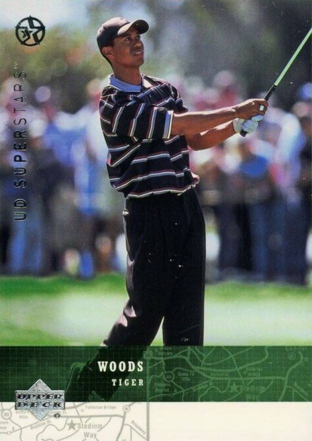 2002 Upper Deck Superstars Tiger Woods #1 Golf Card