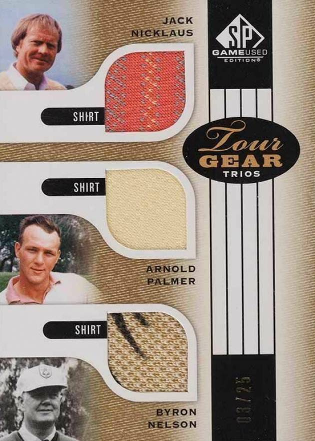 2012 SP Game Used Tour Gear Trios Arnold Palmer/Byron Nelson/Jack Nicklaus #LEG Golf Card