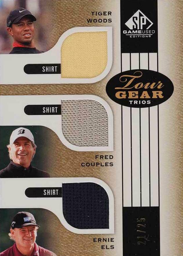 2012 SP Game Used Tour Gear Trios Ernie Els/Fred Couples/Tiger Woods #WCE Golf Card