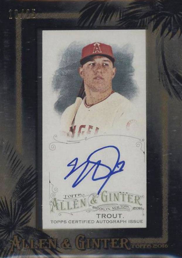 2016 Topps Allen & Ginter Framed Mini Autographs Mike Trout #MT Baseball Card