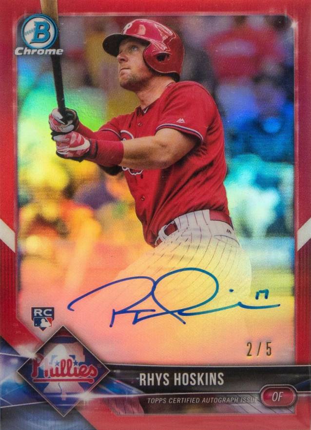 2018 Bowman Rookie Autographs Chrome Rhys Hoskins #RH Baseball Card
