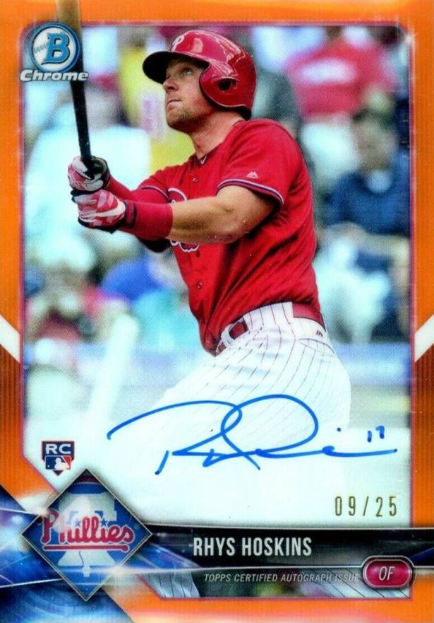 2018 Bowman Rookie Autographs Chrome Rhys Hoskins #RH Baseball Card