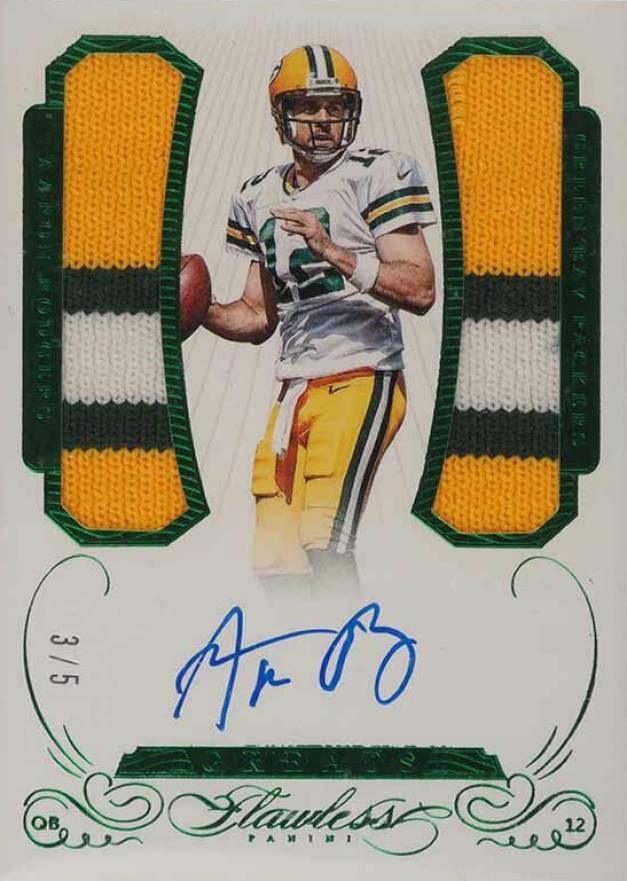 2015 Panini Flawless Greats Patches Dual Autograph Aaron Rodgers #AR Football Card