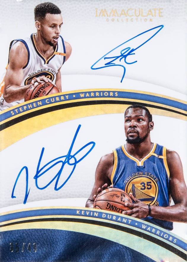 2016 Panini Immaculate Collection Dual Autographs Kevin Durant/Stephen Curry #1 Basketball Card