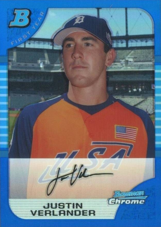 2005 Bowman Chrome Draft Picks Justin Verlander #129 Baseball Card